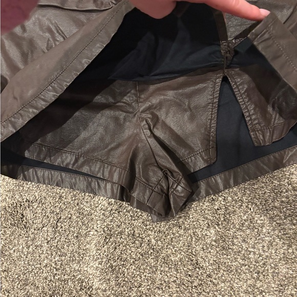 Brown Faux Leather Skort (Shorts Underneath) - Picture 4 of 7